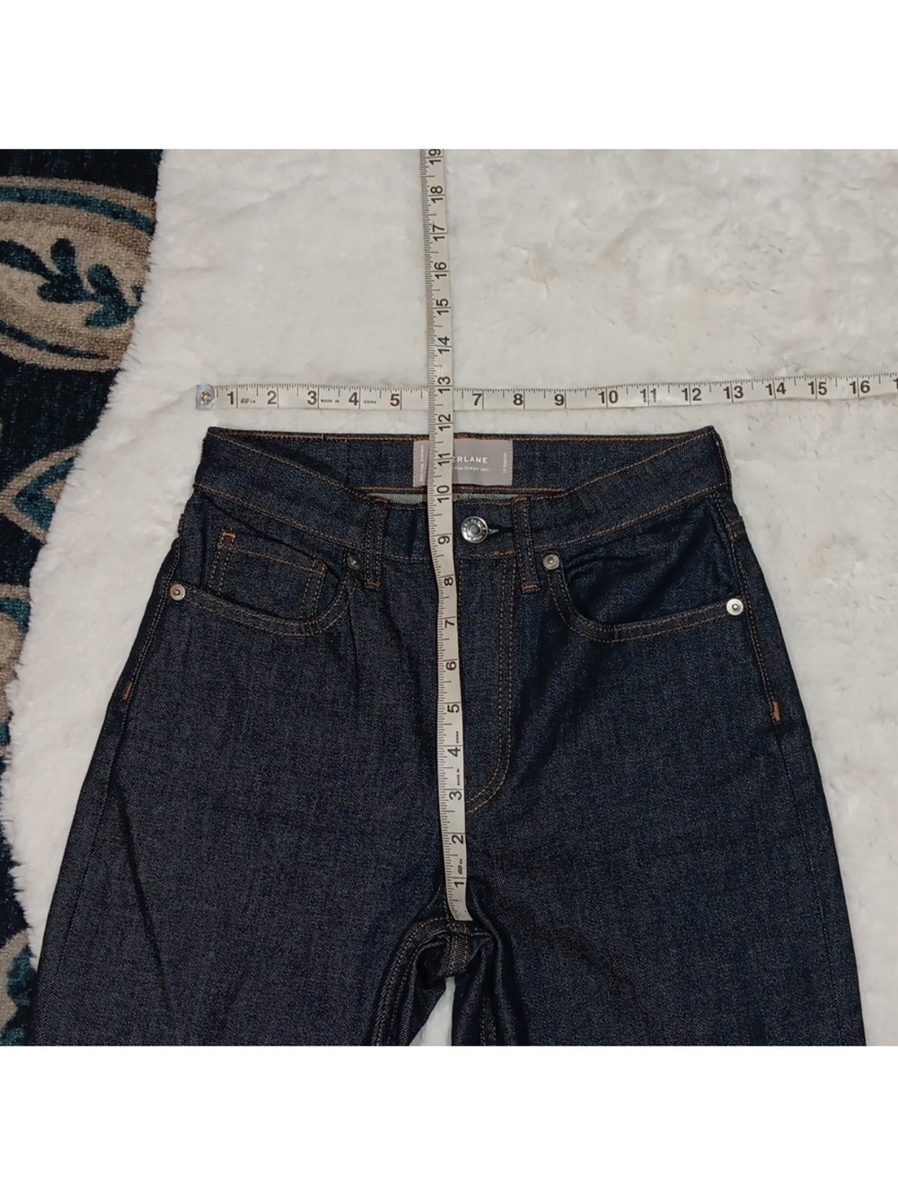 Everlane Dark Blue High-Rise Cropped Flare Jeans - Picture 3 of 6